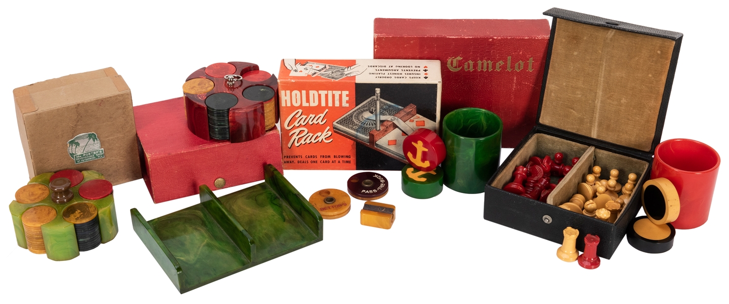  Group of Bakelite and Catalin Gaming Items. Including a che...