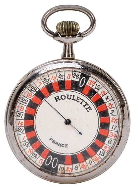  French Roulette Pocket Watch Game with Case and Layout. Cir...