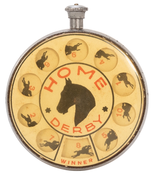  “Home Derby” Horse Race Gambling Pocket Watch. Circa 1920s....