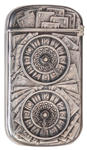  Silver Soldered Playing Cards Match Safe. English, ca. 1900...