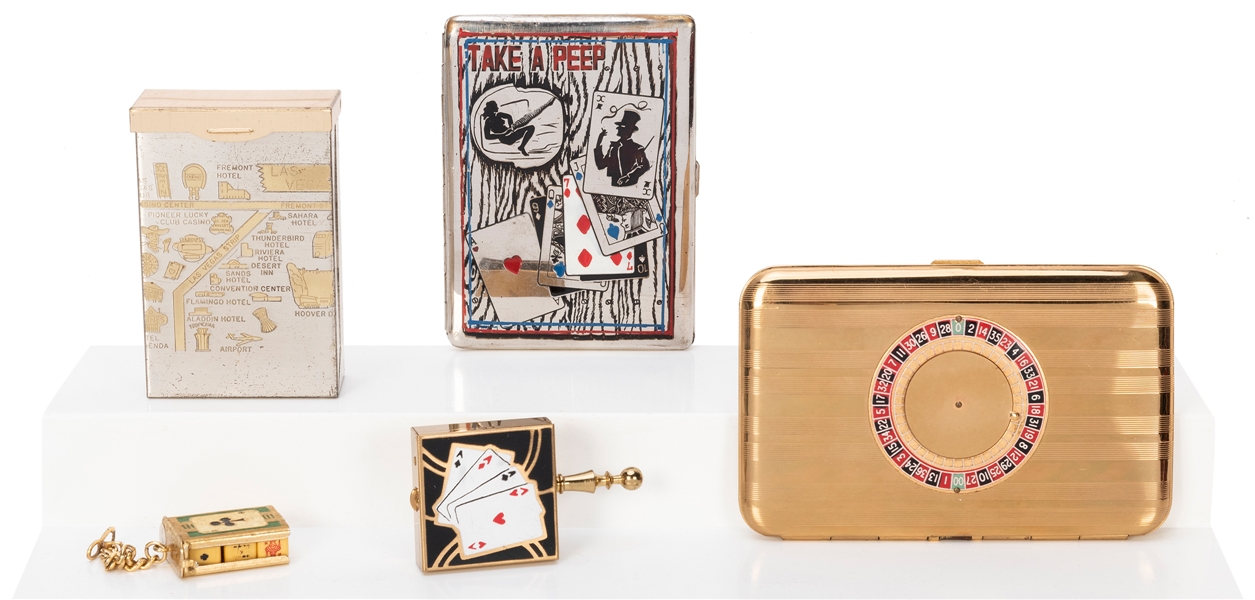  Group of Gambling Cigarette Cases. Including “Take a Peep” ...