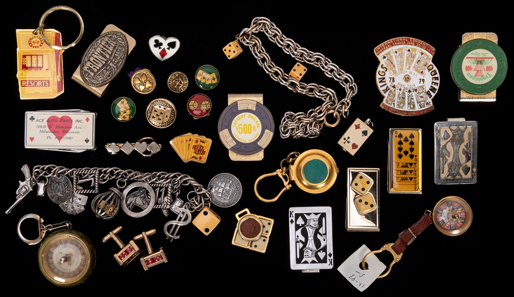 Lot Detail - Lot of Assorted Vintage Gambling Jewelry. Approximately 30 ...