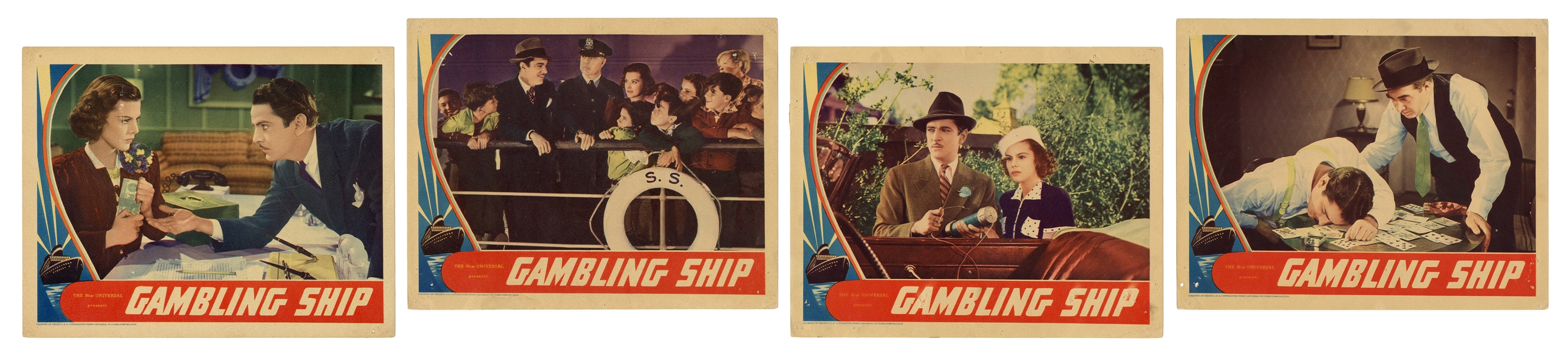  Gambling Ship. Lobby Card Group (5). New Universal, 1938/39...