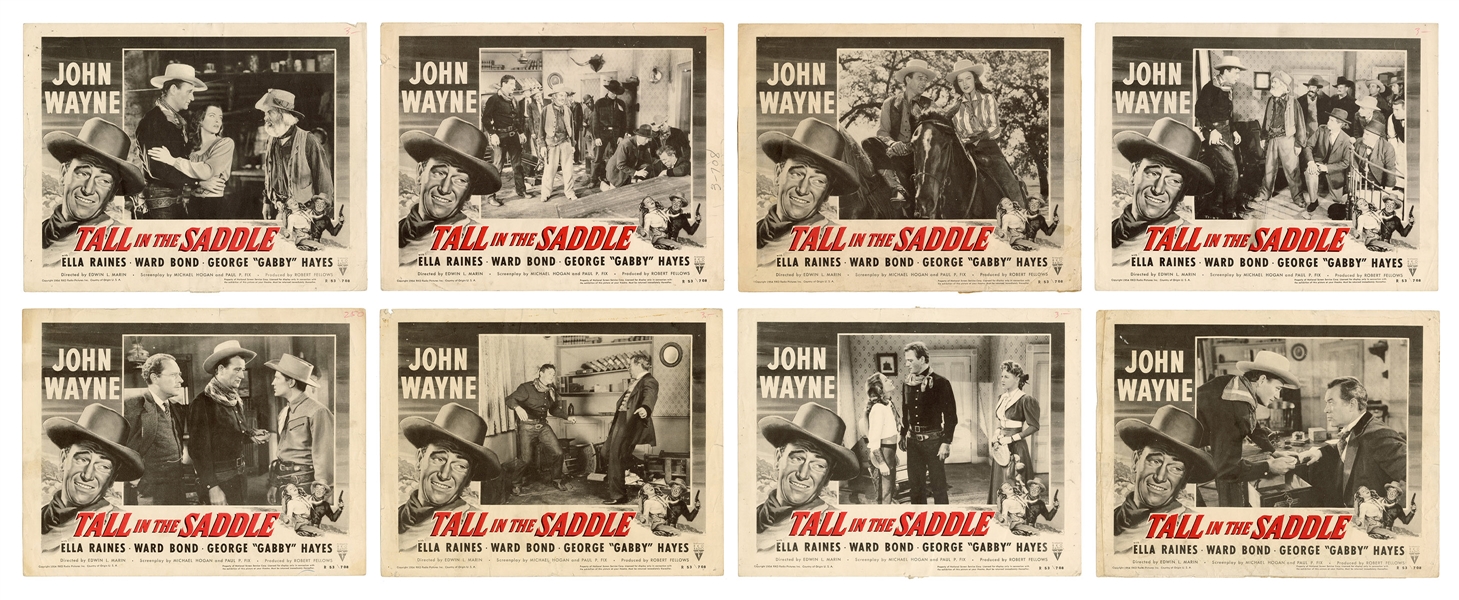  Tall in the Saddle Lobby Cards (8). RKO, R-1953. Set of 8 l...