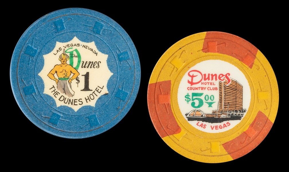 Dunes Casino Las Vegas $5 and $1 Casino Chips (3). 