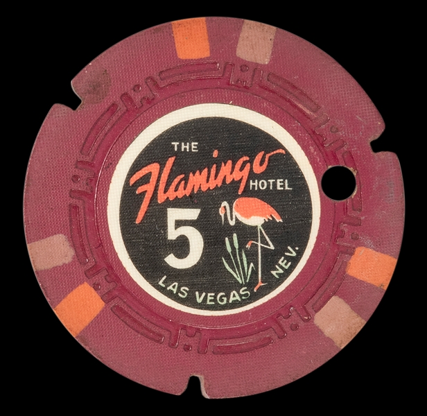  Flamingo Casino $5 Las Vegas Chip. Sixth issue. R-9. Drille...