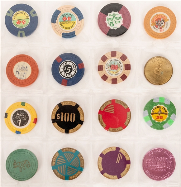  Group of 16 Vintage and Uncommon Casino Chips. Mostly Reno/...