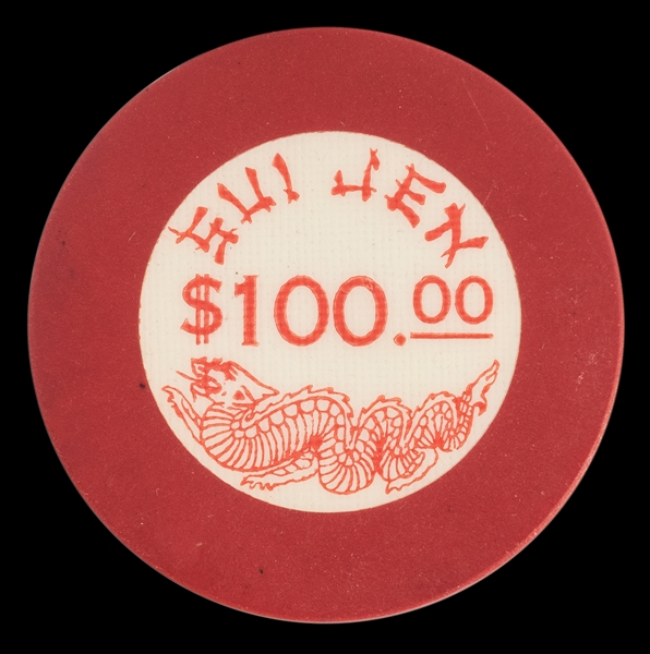  Sui Jen $100 Casino Chip. Scarce chip from the illegal Galv...