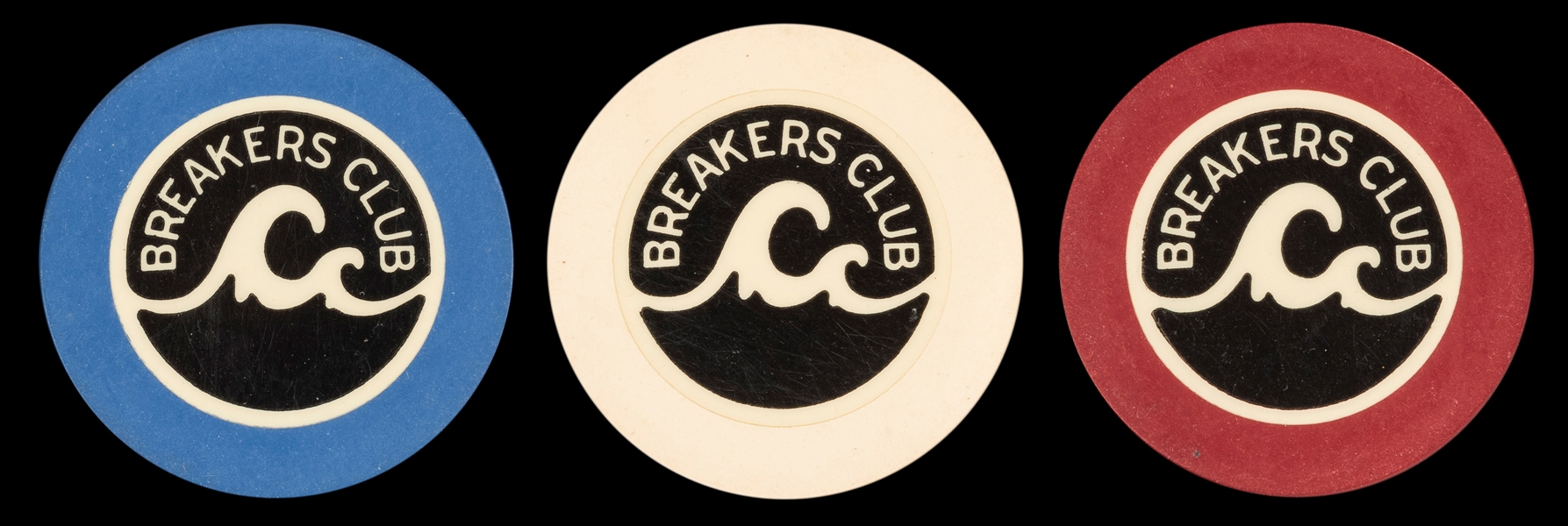  USPC Breakers Club Crest & Seal Chips (3). [Santa Monica, c...
