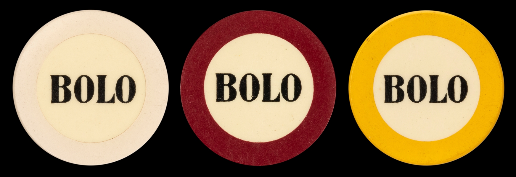  USPC “BOLO” Crest & Seal Chips (3). [Idaho, ca. 1929]. Maro...