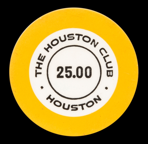 The Houston Club $25 Crest & Seal Chip. Yellow.