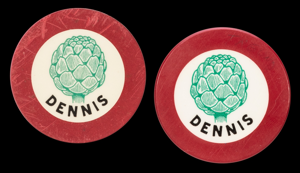  Dennis / Artichoke Joe’s Crest & Seal Chips (2). Attributed...