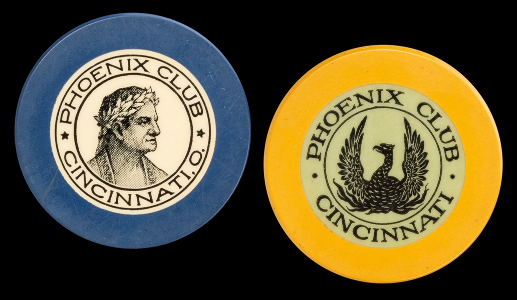  Phoenix Club Cincinnati Club Crest & Seal Chips (2). Blue a...