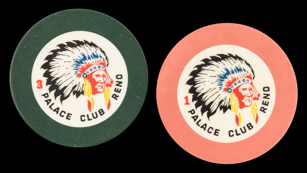  Palace Club Reno Crest & Seal Chips (2). Including pink # 1; and...