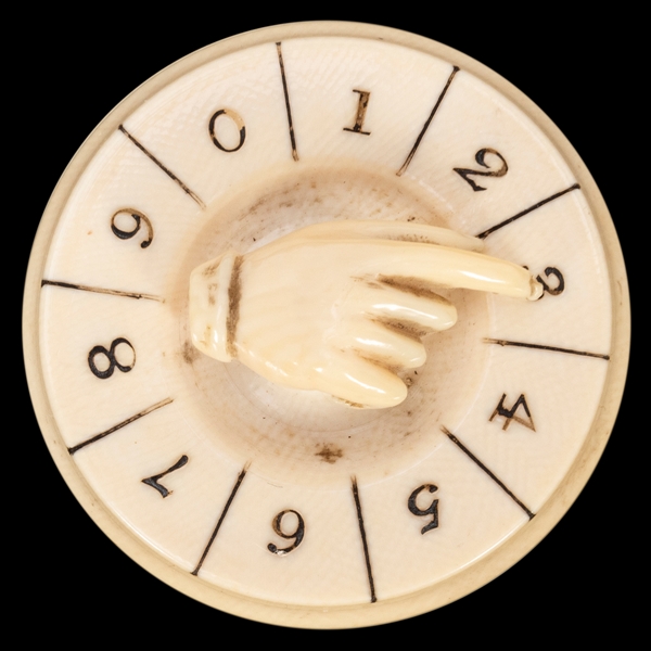  Ivory Whist Marker with Hand. English, ca. 1890. Pointer ro...