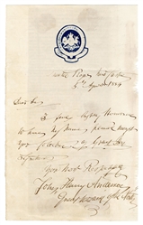 Anderson, John Henry. Autograph Letter Signed by Anderson, Great Wizard of the North. 