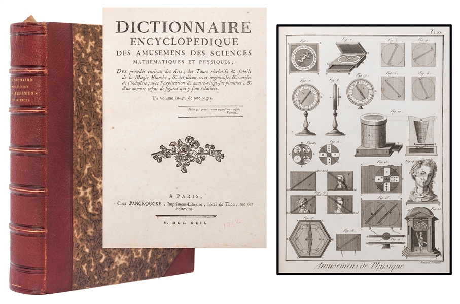 [Lacombe, Jacques] Dictionnaire Encyclopedique Des Amusements Des Sciences, Mathematiques et Physiques. 