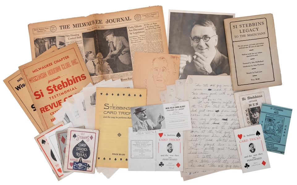 Stebbins, Si (William Henry Coffrin). Important Archive of Si Stebbins Ephemera, Notes, and Publications. 
