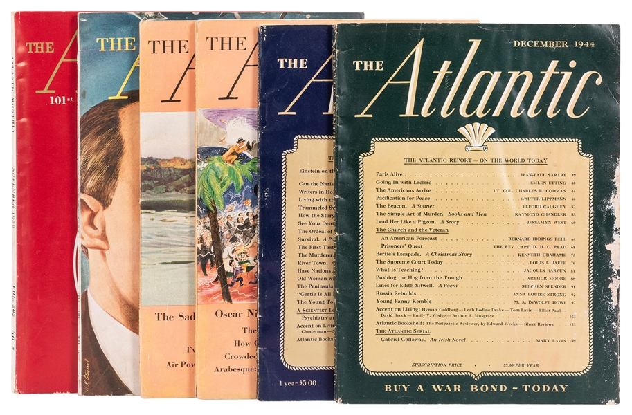  CHANDLER, Raymond (1888–1959). Six Issues of The Atlantic M...