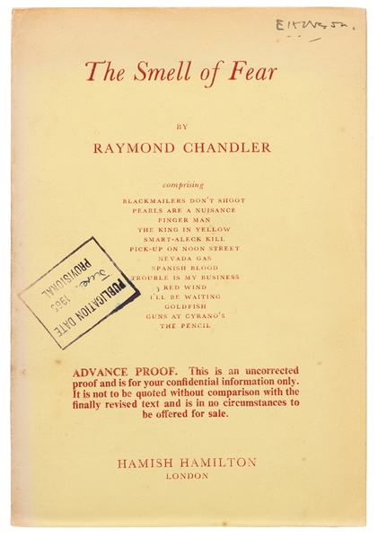  CHANDLER, Raymond (1888–1959). The Smell of Fear. London: H...