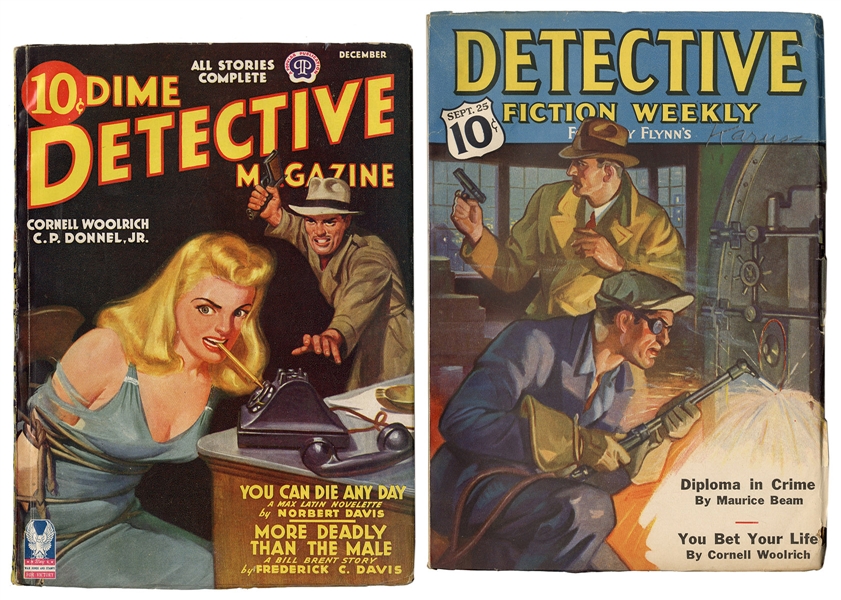  WOOLRICH, Cornell (1903–1968). Pair of Detective Pulp Magaz...