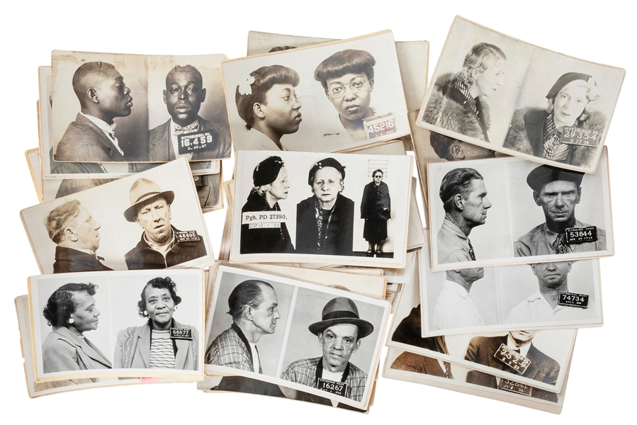  [CRIME–MUGSHOTS]. Group of 33 Mugshot Photographs of Pittsb...