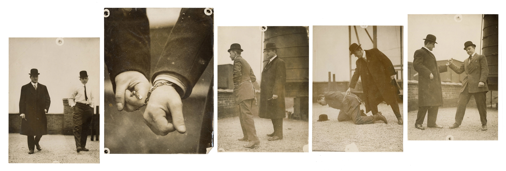  [POLICE]. Five Photographs of Handcuffs Alternatives. Phila...