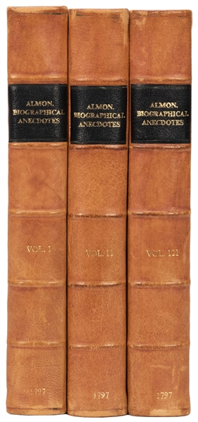  ALMON, John (1737–1805), editor. Biographical, Literary, an...