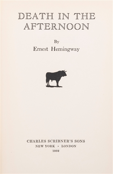  HEMINGWAY, Ernest (1899–1961). Death in the Afternoon. New ...