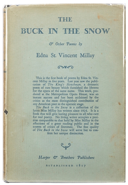  MILLAY, Edna St. Vincent (1892–1950). The Buck in the Snow....