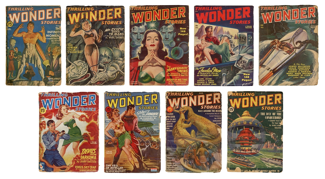  [PULPS]. Nine Issues of Thrilling Wonder Stories Pulp Magaz...