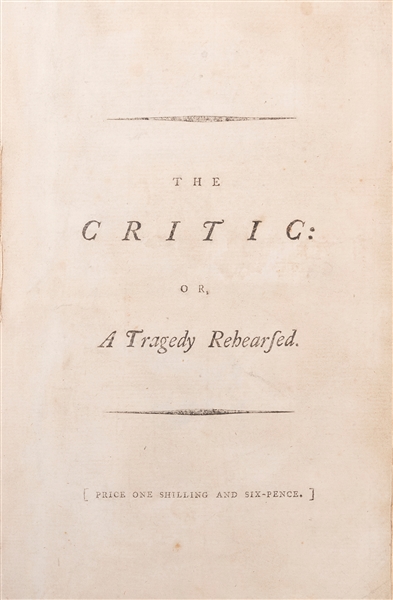  SHERIDAN, Richard Brinsley Butler (1751–1816). The Critic; ...