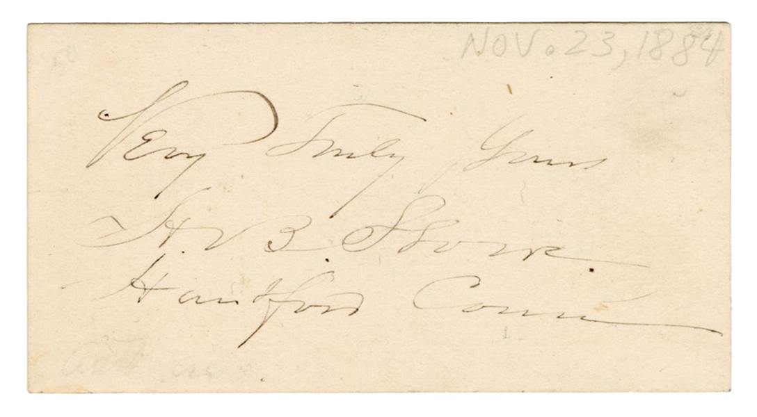  STOWE, Harriet Beecher (1811–1896). Autograph Sentiment Sig...