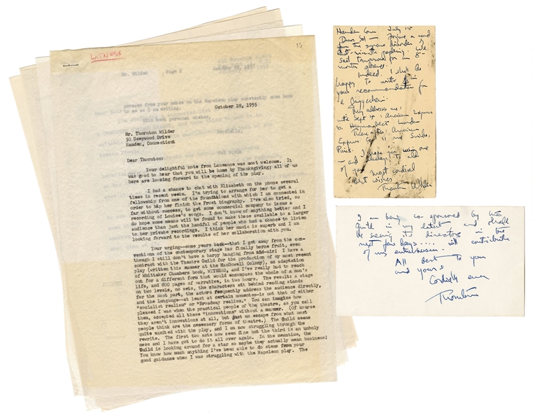  WILDER, Thornton (1897–1975). An archive of correspondence....