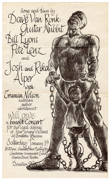  1963 Folk Concert Poster to Benefit Victims of Southern Rac...