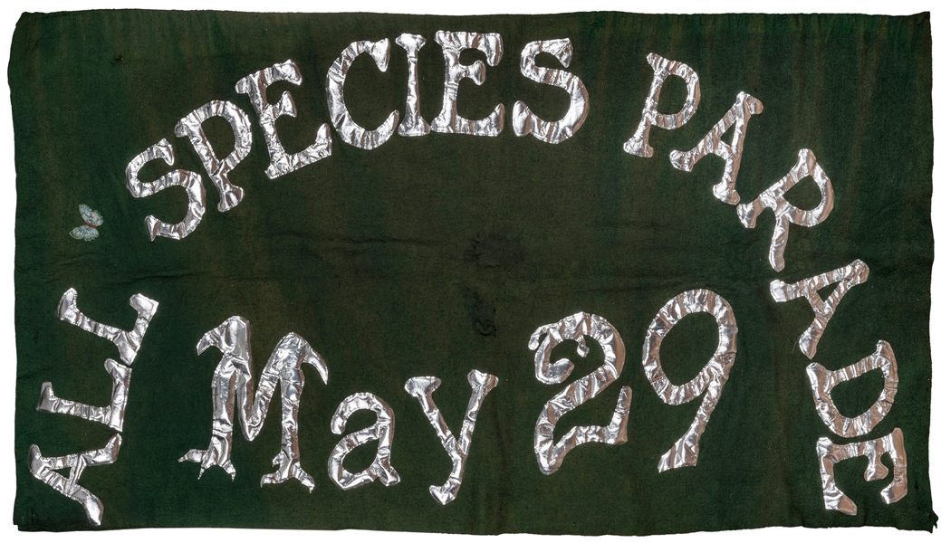  [ECO-ACTIVISM]. All Species Day Parade Felt Banner and Post...