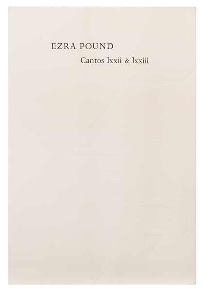  [FINE PRESS & LIVRE D’ARTISTE]. POUND, Ezra (1885–1972). Ca...