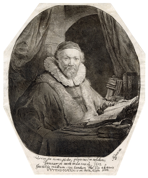 REMBRANDT, Harmenszoon Van Rijn (Dutch, 1606–1669). Jan Uytenbogaert, Preacher of the Remonstrants. 
