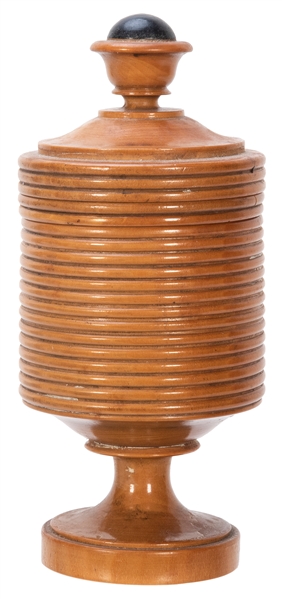  Coin Vase. Late 19th/early 20th century turned boxwood vase...