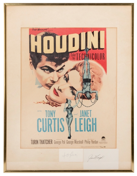  Houdini. Paramount, 1953. Window card. Framed, with signed ...