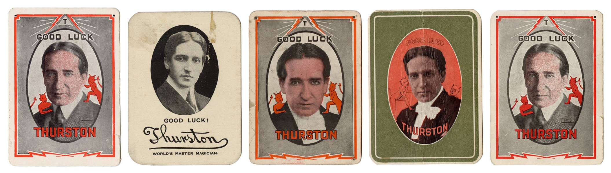  Thurston, Howard. Five Throw-Out Cards. Including Thurston/...
