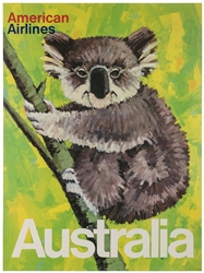  American Airlines / Australia. 1960s. A painterly color lit...
