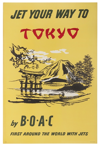  BOAC / Tokyo. Great Britain, ca. 1957. Silkscreen airline p...