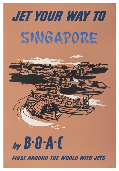  BOAC / Singapore. Great Britain, ca. 1957. Silkscreen airli...