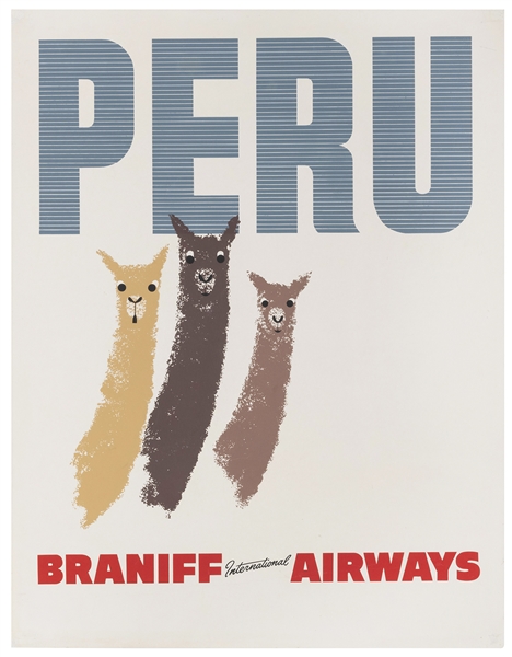  Braniff International Airways / Peru. 1960s. Offset lithogr...