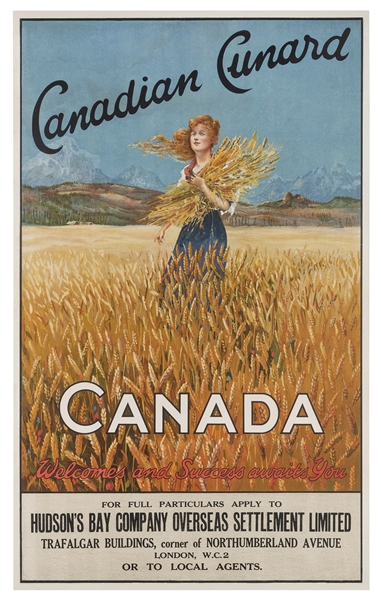  Canadian Cunard / Canada. 1920s. Poster advertising ocean t...