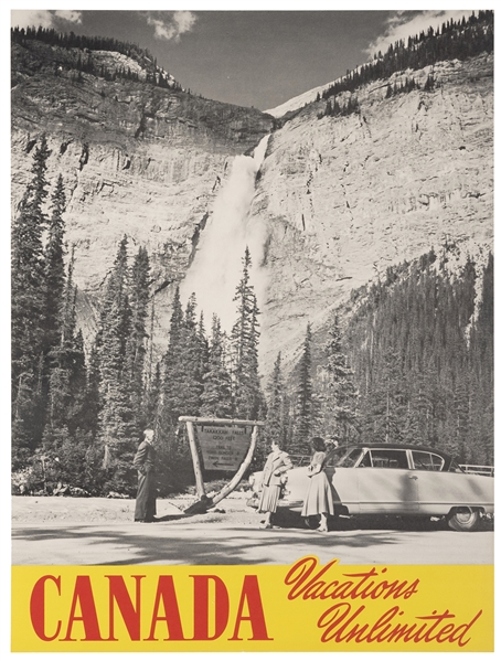  Canada Vacations Unlimited / Takakkaw Falls. 1950s. Photogr...