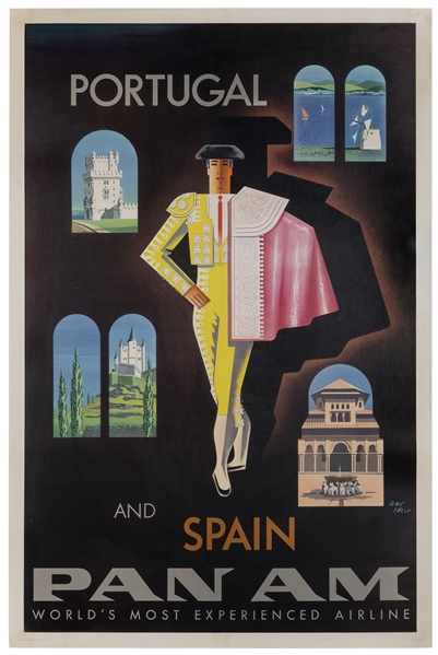  CARLU, Jean. Pan Am / Portugal and Spain. 1960s. Offset lit...