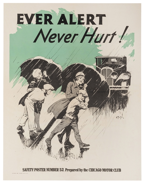  FOSTER, H. Chicago Motor Club Safety Poster. 1931. Two-colo...