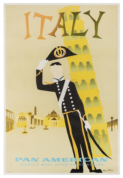  FINE, Aaron. Pan American / Italy. 1960s. Lithograph travel...